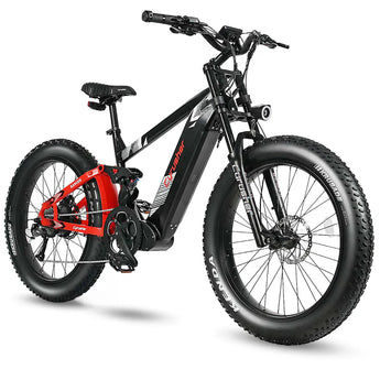 Cyrusher electric mountain bike, featuring robust design, advanced suspension, and performance tires for off-road adventures.