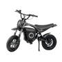BurroMax electric mini bike with black carbon finish, showcasing robust off-road tires and durable frame.