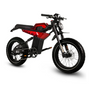 Electric bicycle with red and black design, featuring large tires and modern frame, from the Golden Cycles collection.