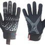 Black urban motorcycle gloves with protective padding, textured palm, and secure wrist strap. Ideal for e-motorcycle riders.