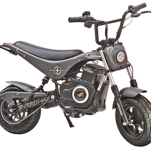 BurroMax TT1000R Electric Mini Bike with LED headlight and robust design for durability and comfort.