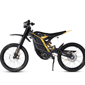 The 79BIKE Falcon Pro in yellow and black, featuring a 10,000W Peak Motor and a top speed of 56mph.