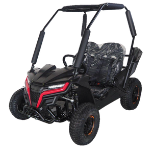 TrailMaster Cheetah i6 Electric Kids Go Kart, 48v 650w in black, suitable for ages 4-9, featuring a sturdy frame and durable wheels.