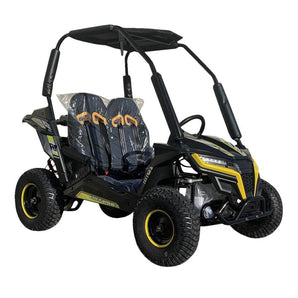 TrailMaster Cheetah i6 Electric Go Kart for Kids Ages 4-9, 48v 650w, Quiet DC Motor, Max Speed 19 mph, Black and Yellow Design
