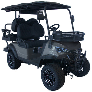 TrailMaster TBM X4 Electric Golf Cart with 5kW Lithium Battery, featuring foldable windshield and 22” aluminum rims.