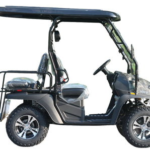 TrailMaster Taurus 50EV 4-Seat Electric Golf Cart with DOT light package, 60V motor, aluminum wheels, and off-road tires.