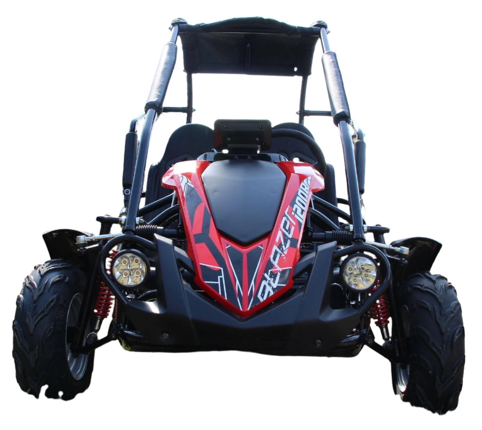 TrailMaster Blazer i200R Electric Go Kart for kids, featuring a 48V lithium battery, canopy, and safety harness for ages 7-12