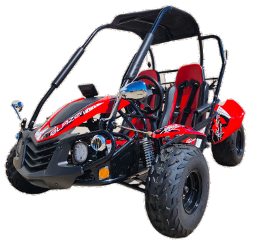 TrailMaster Blazer i2K Electric Go Kart with 60V Lithium-ion battery, featuring a 5-point safety harness, LED headlights, and robust design.