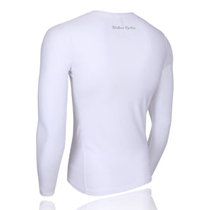 Men's Mesh Base Layer - White Long Sleeve Cycling Undershirt