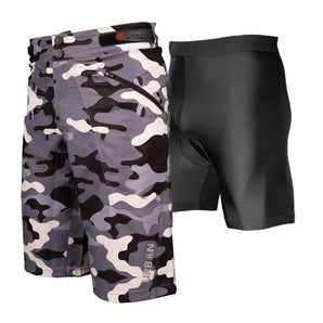 The Shredder Camo - Men’s MTB Off Road Cycling Shorts Bundle with Padded Undershorts