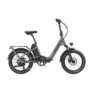 The Velotric Fold 1 in grey, featuring a 750W motor and 55 miles of range using pedal assist.
