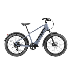 The Velotric Nomad 1 High-Step in grey, featuring a 750W motor and puncture-resistant 4” fat tires.