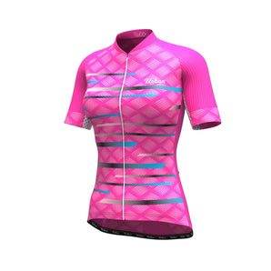 Women's Pro Series Pink Cycling Short Sleeve Jerseys / Bib Shorts