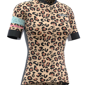 Women's Urban Leopard Print Short Sleeve Jerseys / Bib Shorts